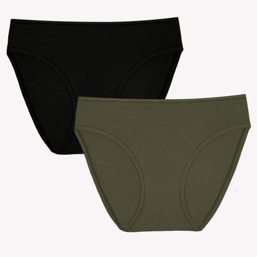 FLAT SMART AND SEXY BLACK AND GREEN STRETCH BIKINI PANTIES SA1457 1