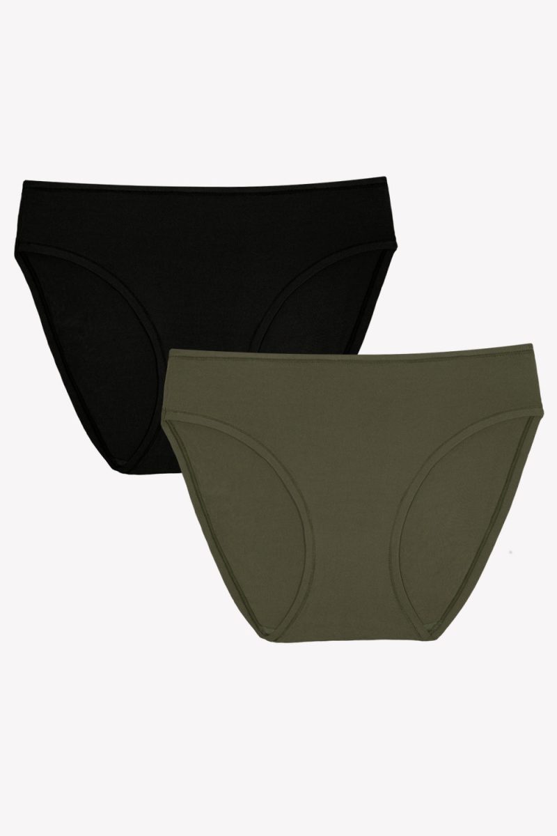 FLAT SMART AND SEXY BLACK AND GREEN STRETCH BIKINI PANTIES SA1457 1