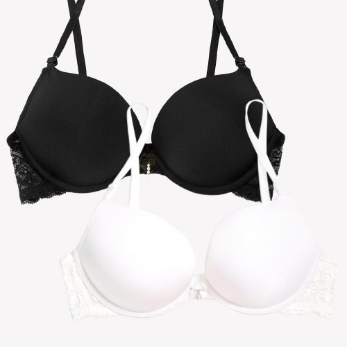 FLAT SMART AND SEXY BLACK AND WHITE ADD 2 SIZE PUSH UP BRA SA276PKB