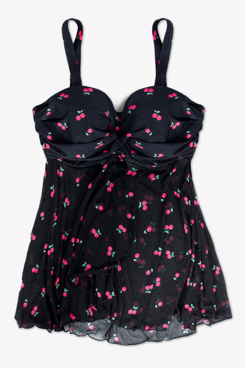 FLAT SMART AND SEXY BLACK CHERRY TANKINI SA623