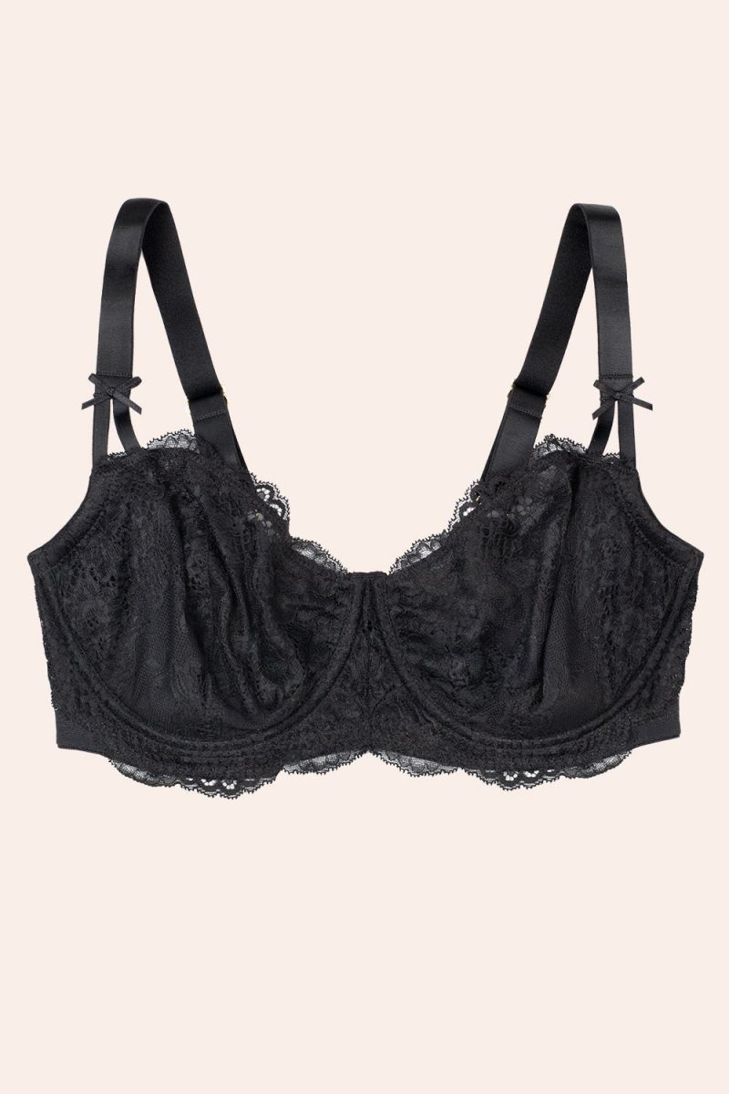 FLAT SMART AND SEXY BLACK LACE BALCONETTE BRA SA1514