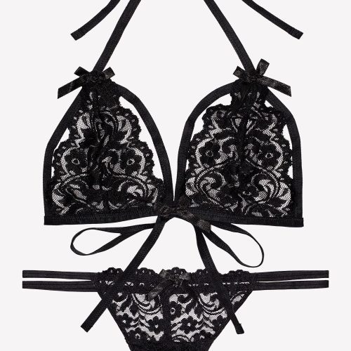 FLAT SMART AND SEXY BLACK LACE SEXY SET SA1506 BLACKHUE AV 1