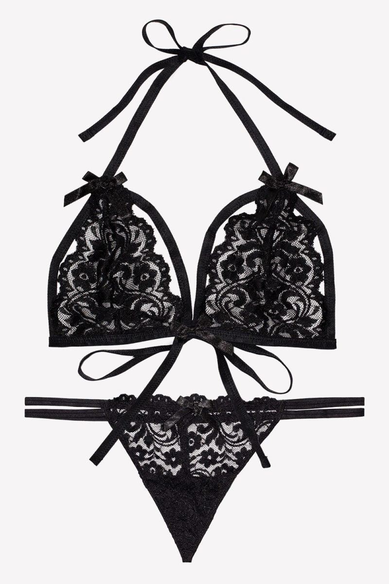 FLAT SMART AND SEXY BLACK LACE SEXY SET SA1506 BLACKHUE AV 1