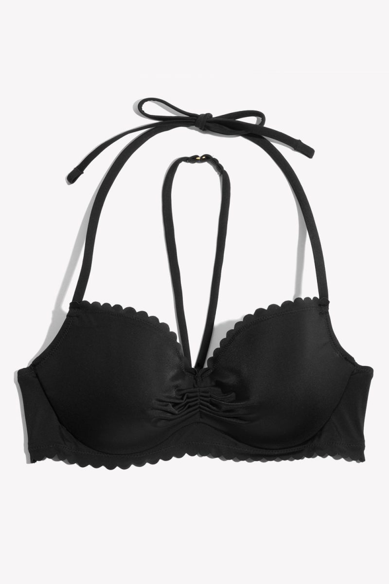 FLAT SMART AND SEXY BLACK SCALLOPED BIKINI TOP SA1001 AV 1