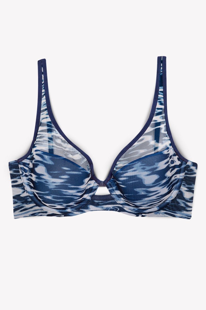 FLAT SMART AND SEXY BLUE MESH PLUNGE BRA SA1389 1