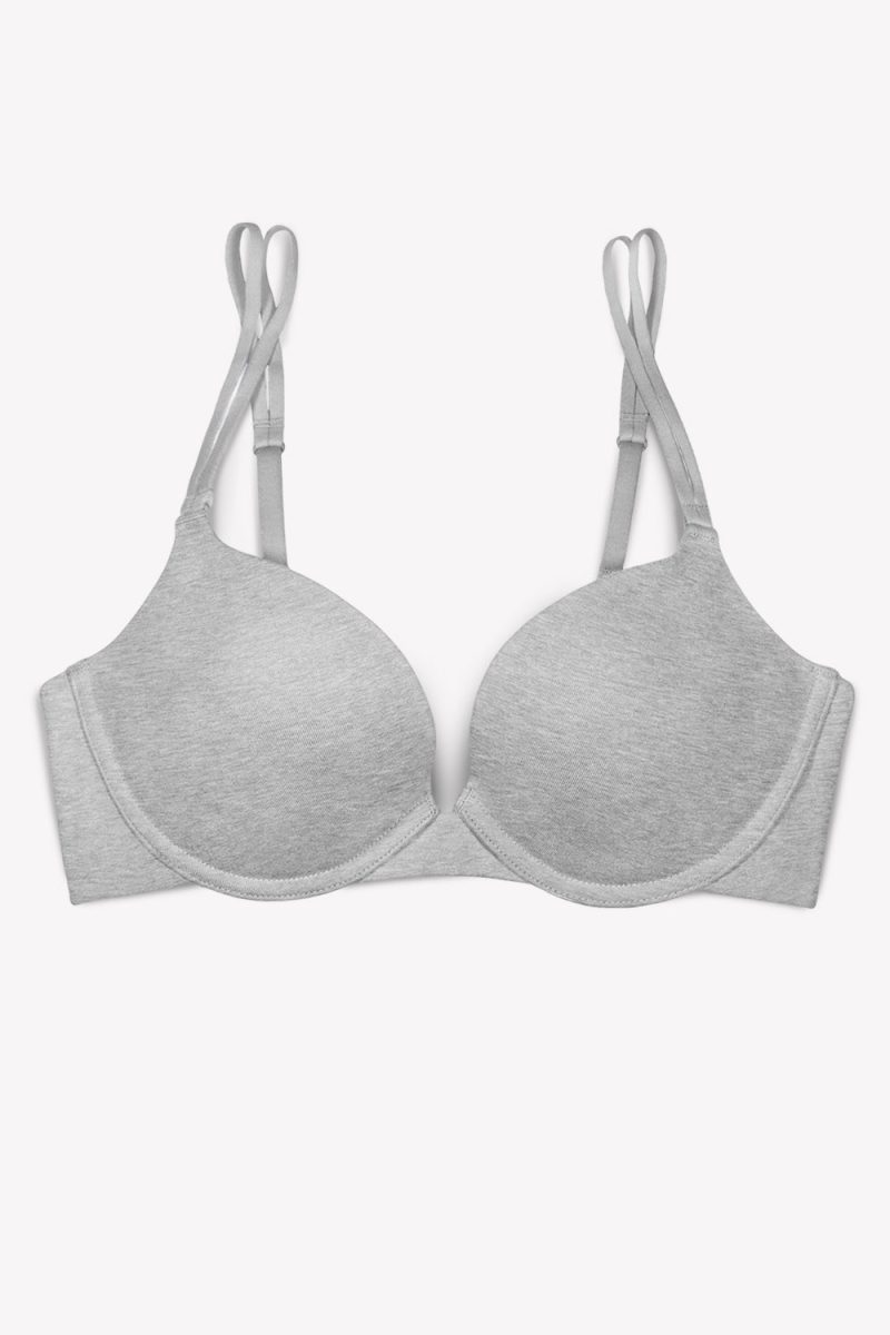 FLAT SMART AND SEXY COTTON GREY PERFECT PUSH UP BRA SA1170 1