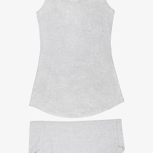 FLAT SMART AND SEXY COTTON GREY TANK SHORTS SLEEP SET SA1417 AV 2