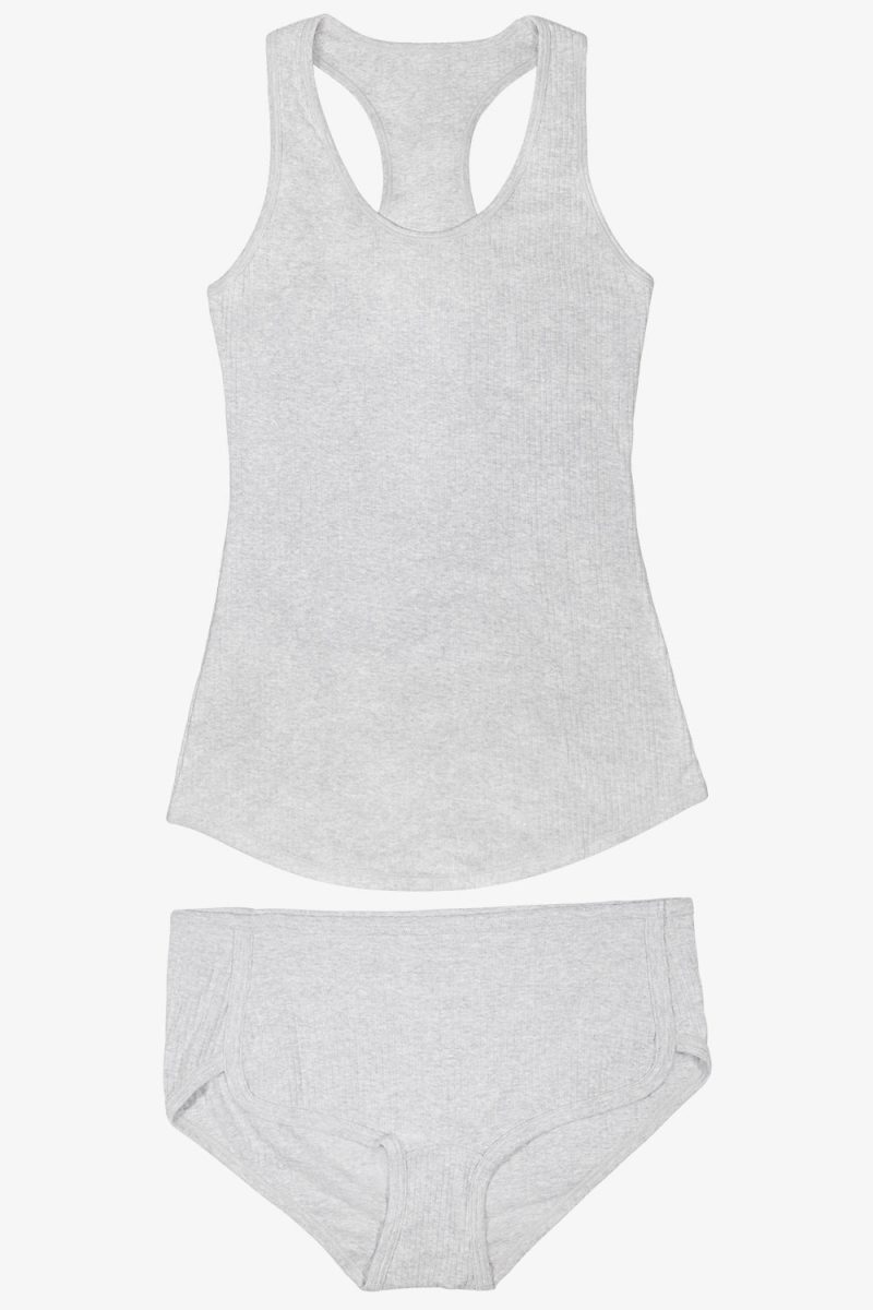 FLAT SMART AND SEXY COTTON GREY TANK SHORTS SLEEP SET SA1417 AV 2