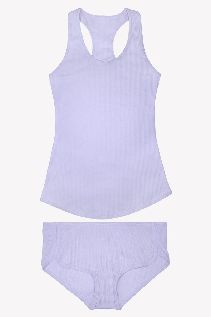 FLAT SMART AND SEXY COTTON LILAC TANK SHORTS SLEEP SET SA1417 1