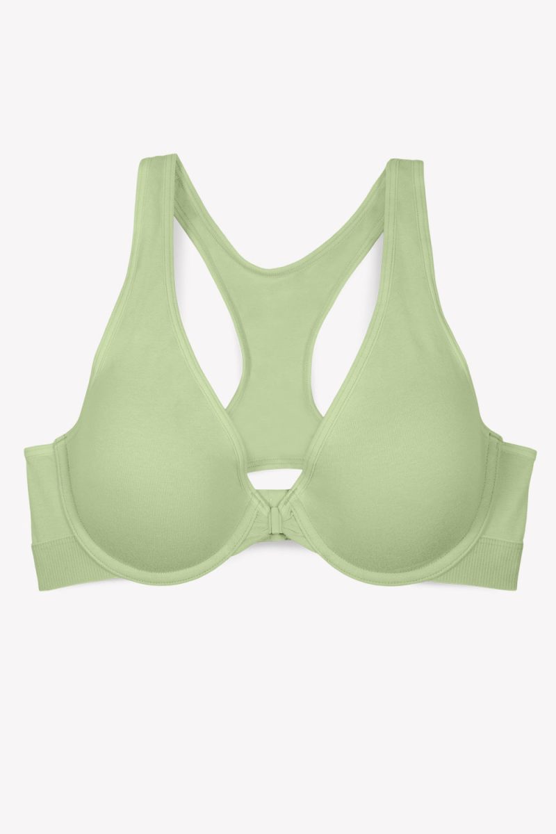 FLAT SMART AND SEXY GREEN COTTON FRONT CLOSE BRA SA1411 1