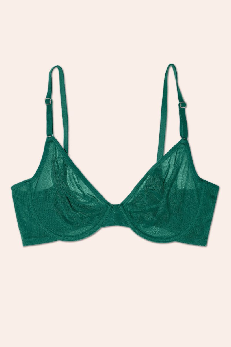 FLAT SMART AND SEXY GREEN MESH UNLINED BRA SA1388