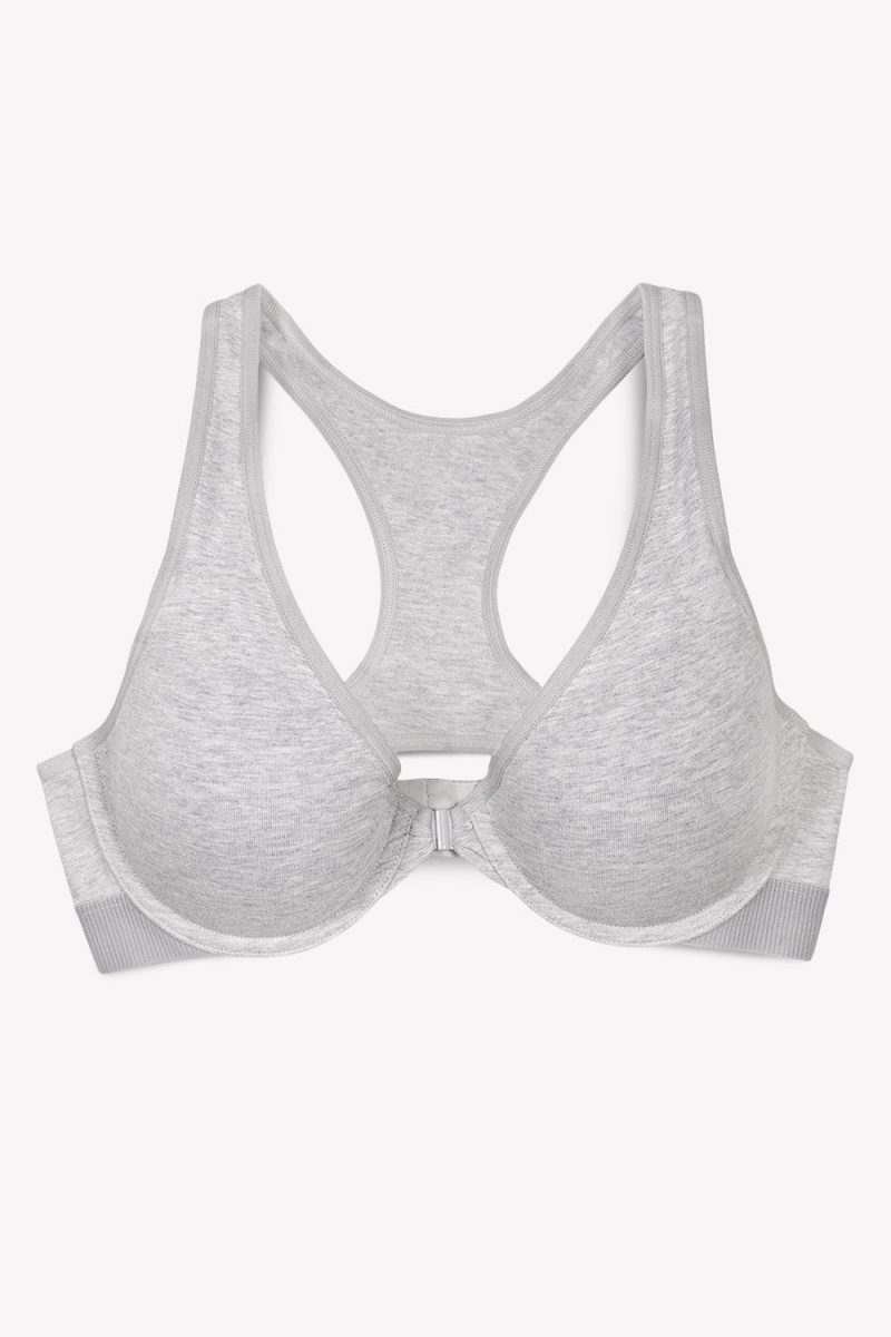 FLAT SMART AND SEXY GREY RACERBACK FRONT CLOSE BRA SA1411 1