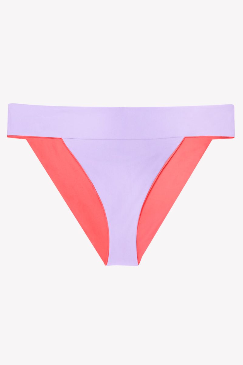 FLAT SMART AND SEXY LILAC REVERSIBLE BANDED BIKINI BOTTOM SA1454