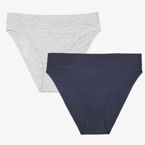 FLAT SMART AND SEXY NAVY BLUE AND GREY COTTON HIGH WAISTED BIKINI PANTIES SA1412 1