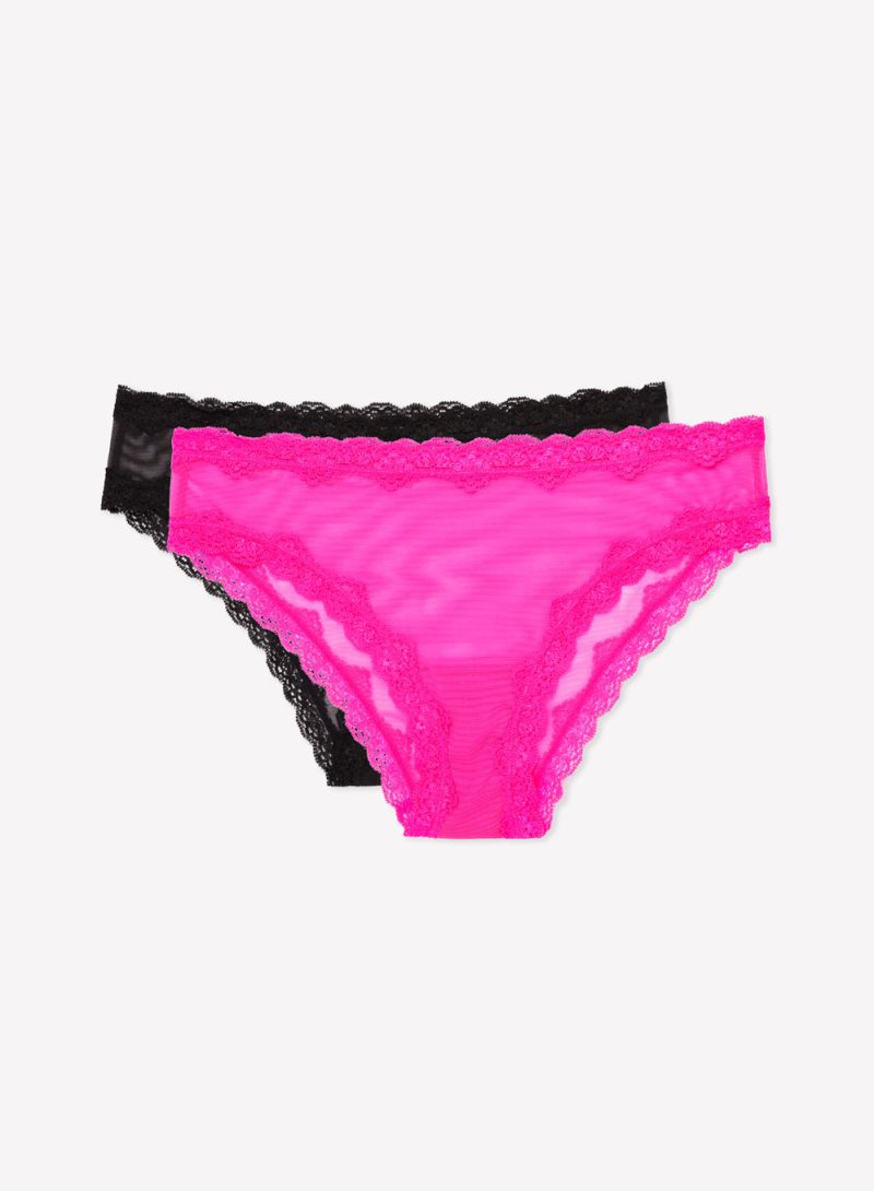 FLAT SMART AND SEXY PINK AND BLACK BIKINI PANTIES SA1377