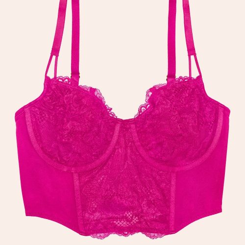 FLAT SMART AND SEXY PINK LACE CORSET SA1515