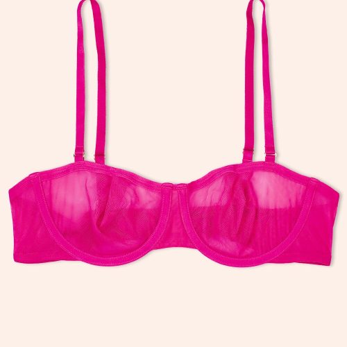 FLAT SMART AND SEXY PINK MESH BALCONETTE BRA SA1508