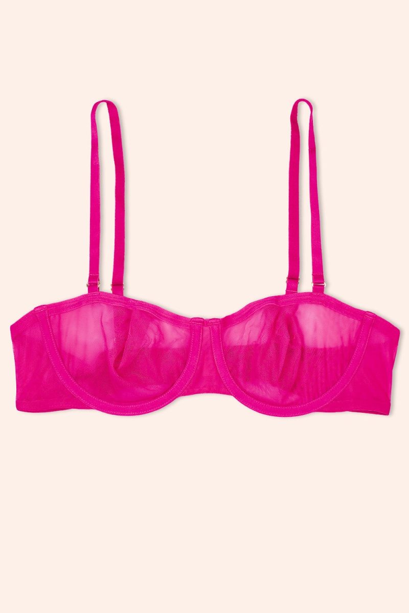 FLAT SMART AND SEXY PINK MESH BALCONETTE BRA SA1508