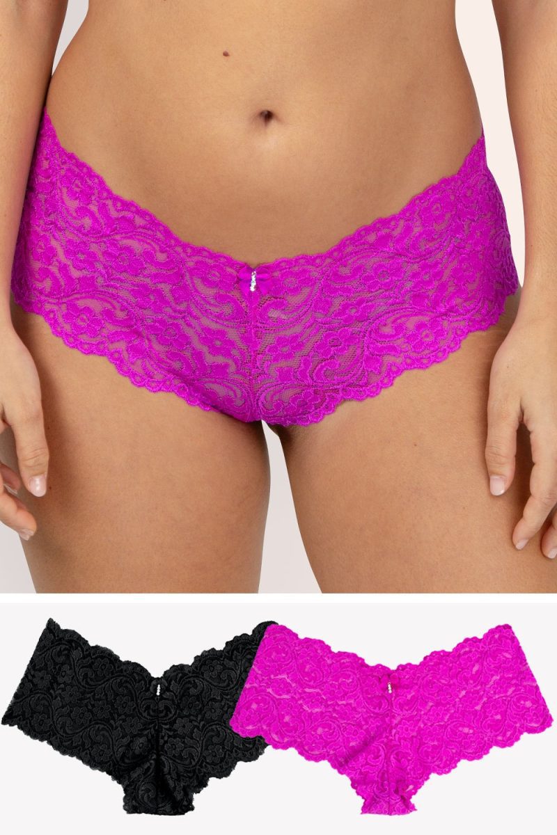 Signature Lace Cheeky Panty 2 Pack | Orchid/Black Hue PANTY SAS Orchid/Black Hue S