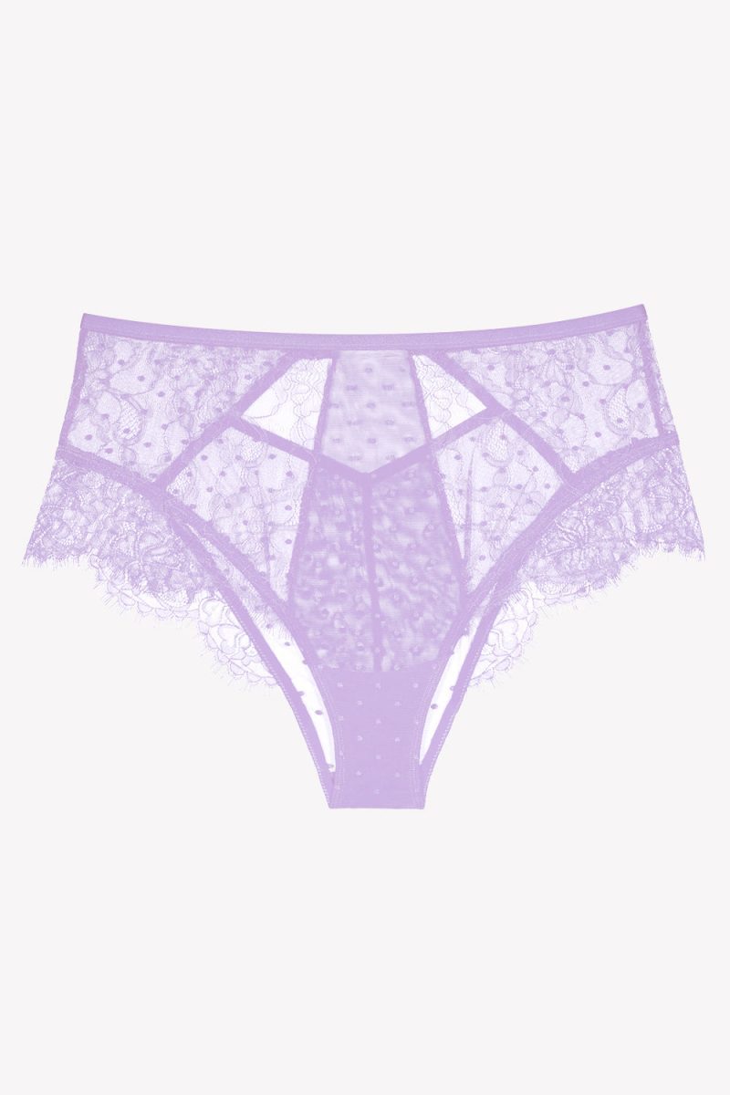 FLAT SMART AND SEXY PURPLE LACE HIGH WAISTED PANTY SA905 1