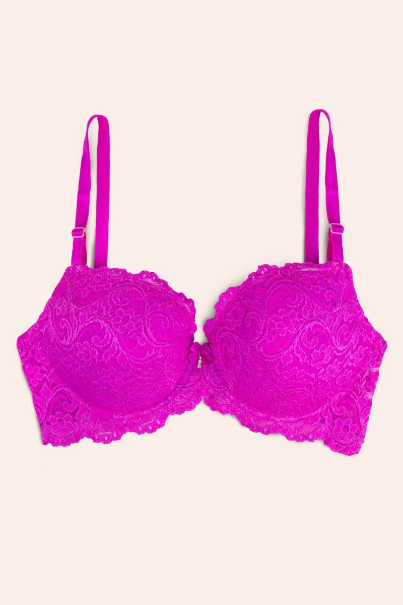 FLAT SMART AND SEXY PURPLE LACE PUSHUP BRA 85046