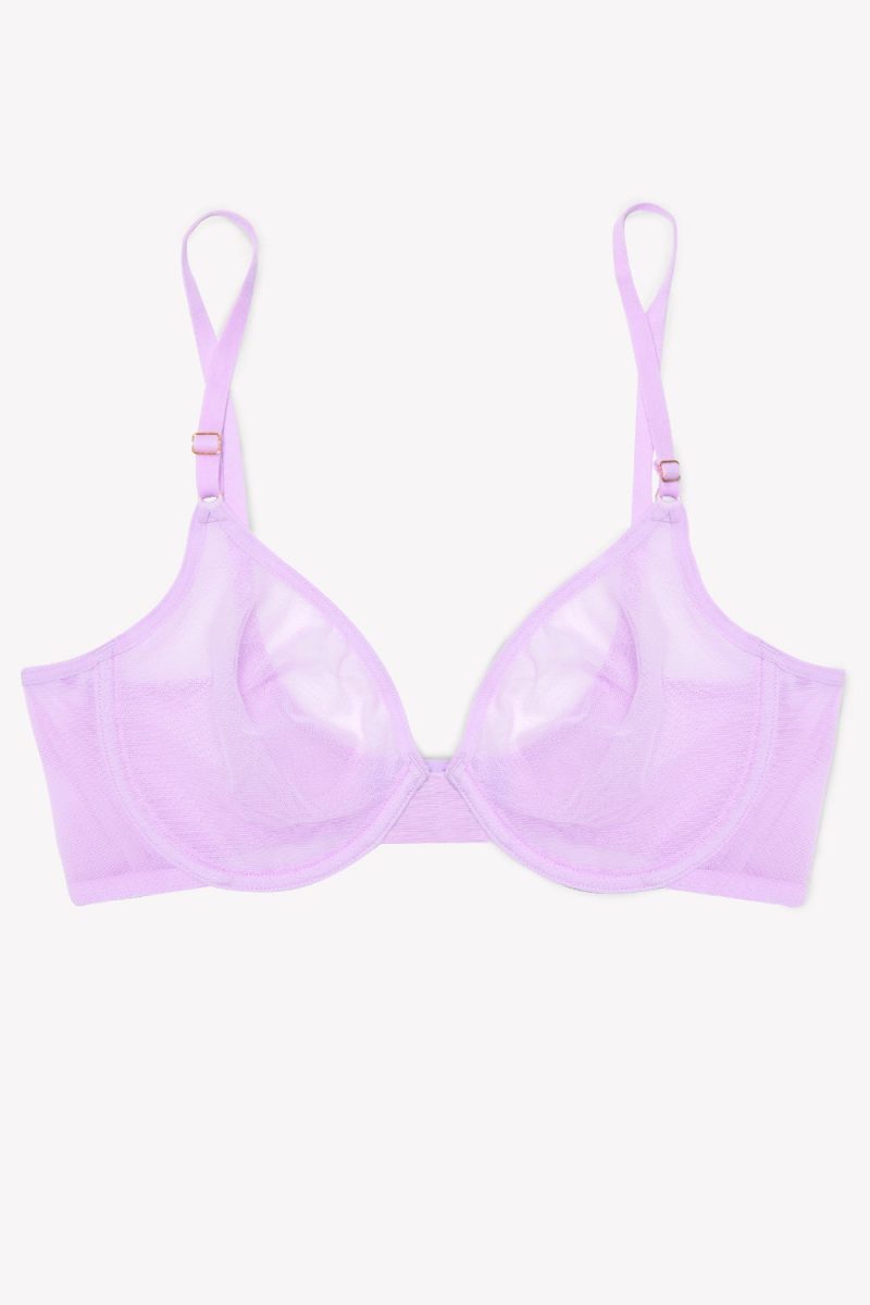 FLAT SMART AND SEXY PURPLE MESH UNLINED BRA SA1388