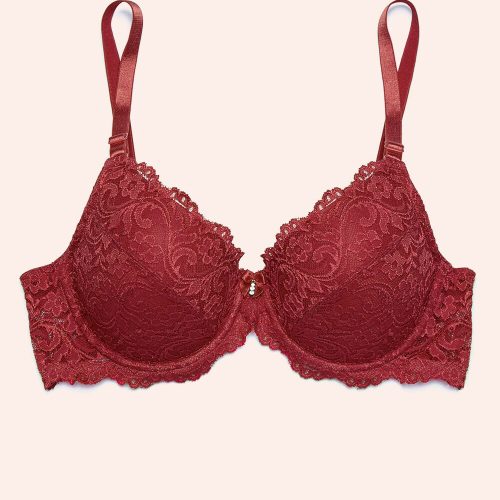 FLAT SMART AND SEXY RED LACE PUSH U BRA 85046