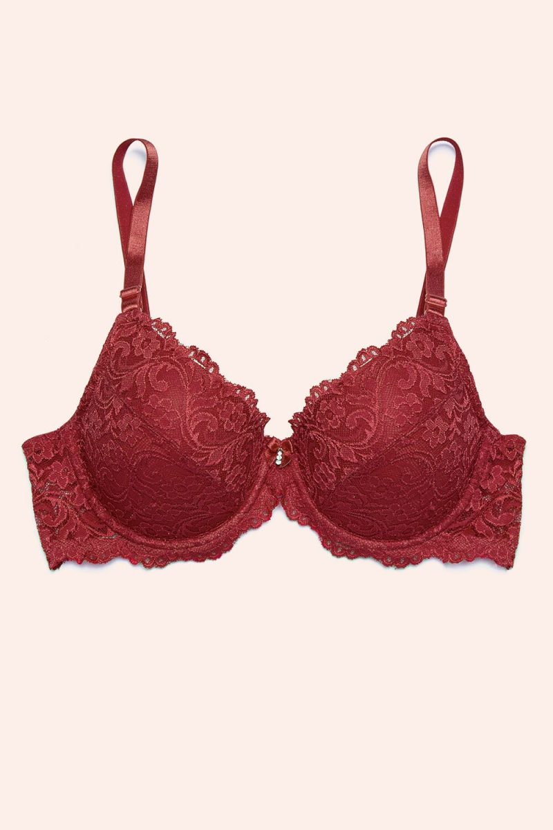 FLAT SMART AND SEXY RED LACE PUSH U BRA 85046