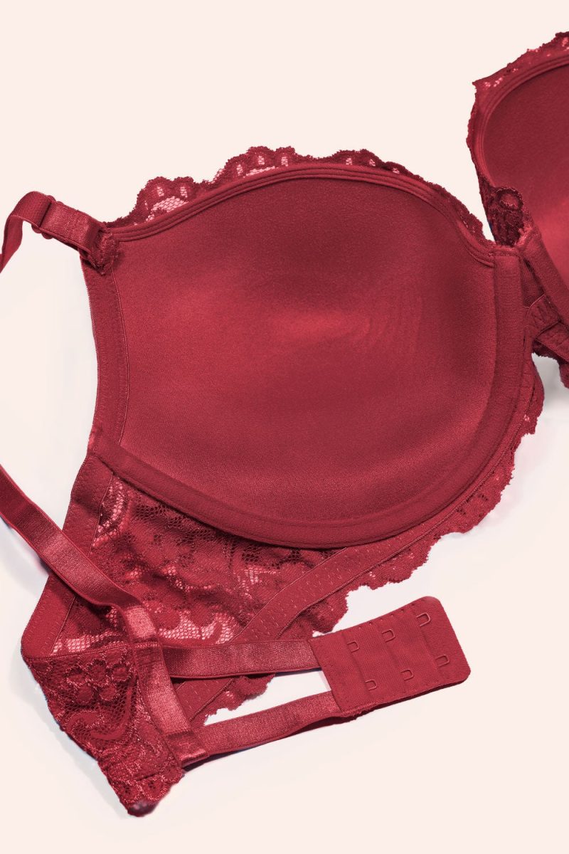 FLAT SMART AND SEXY RED LACE PUSH U BRA 85046 AV 1