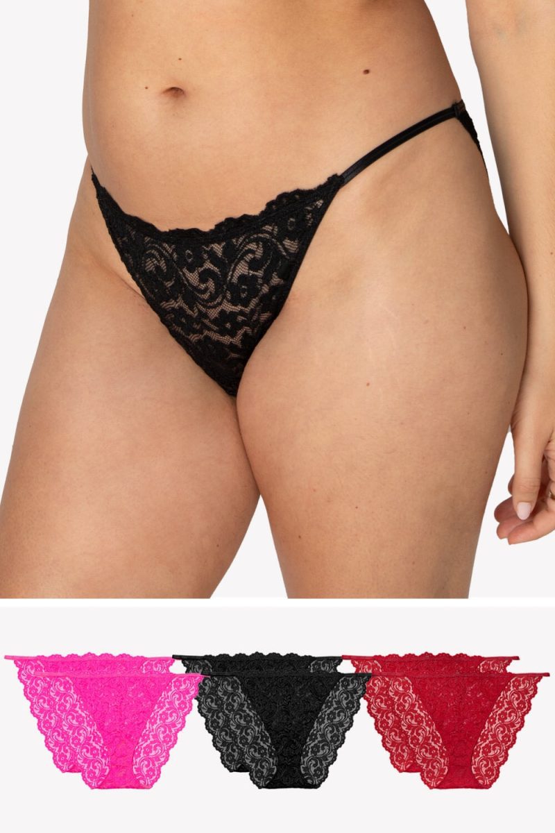 Signature Lace String Bikini 6 Pack | M Pink/M Pink/Black/Black/Red/Red PANTY SAS M Pink/M Pink/Black/Black/Red/Red S