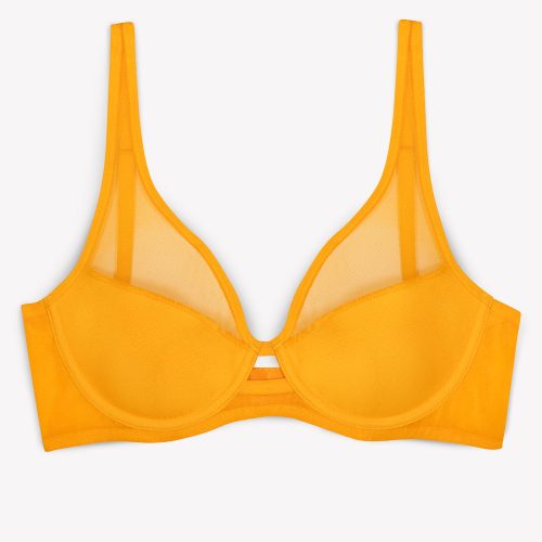 FLAT SMART AND SEXY YELLOW MESH PLUNGE BRA SA1389 1