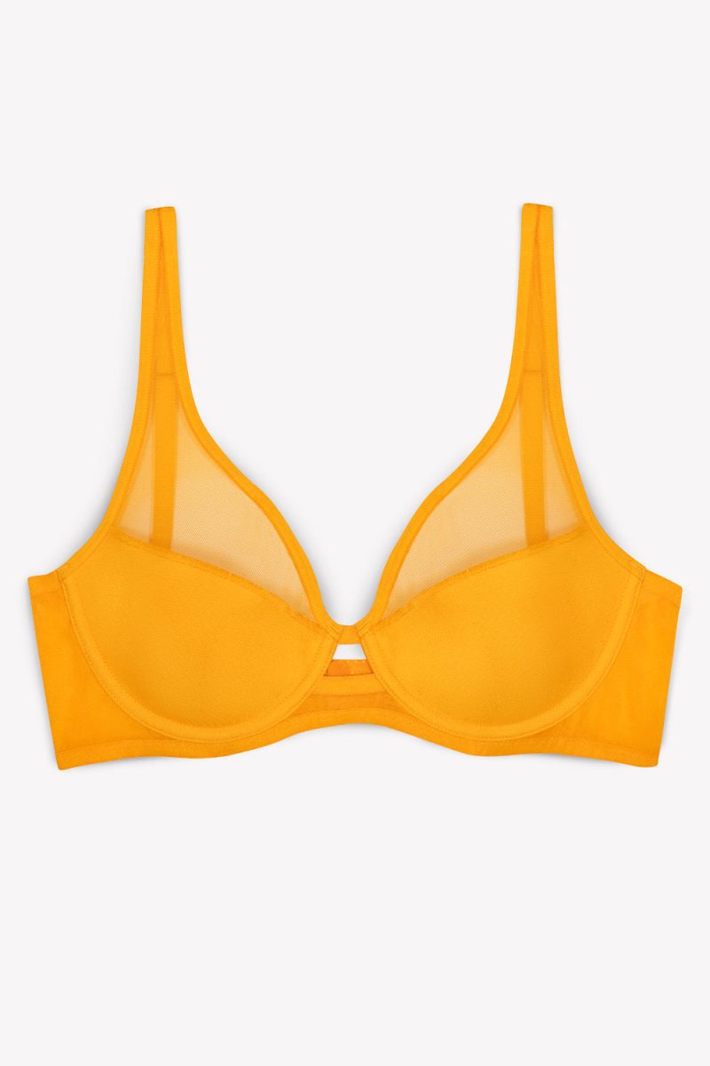 FLAT SMART AND SEXY YELLOW MESH PLUNGE BRA SA1389 1