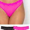 Lace Trim Thong Panty 2 Pack | Electric Pink/Black Hue PANTY SAS Electric Pink/Black Hue S