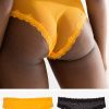 Lace Trim Cheeky Panty 2 Pack | Saffron/Black Hue PANTY SAS Saffron/Black Hue S