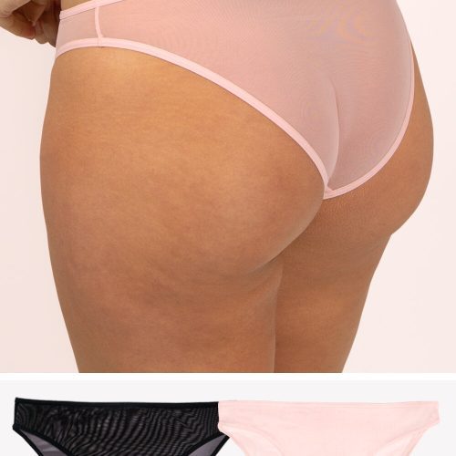 Mesh High Leg Panty 2 Pack | Blushing Rose/Black Hue PANTY SAS Blushing Rose/Black Hue S