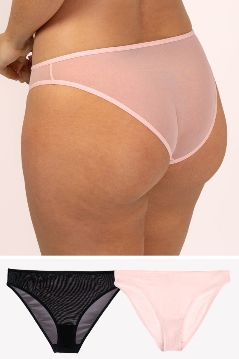 Mesh High Leg Panty 2 Pack | Blushing Rose/Black Hue PANTY SAS Blushing Rose/Black Hue S