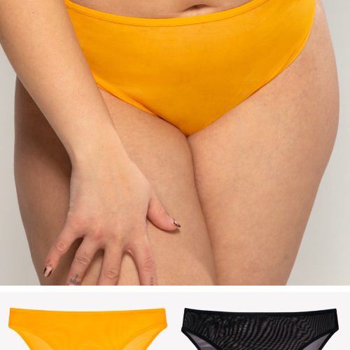 Mesh High Leg Panty 2 Pack | Saffron/Black Hue PANTY SAS Saffron/Black Hue XXL 