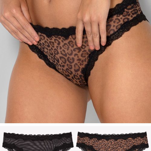 Lace Trim Cheeky Panty 2 Pack | Classic Leopard/Black Hue PANTY SAS Classic Leopard/Black Hue S