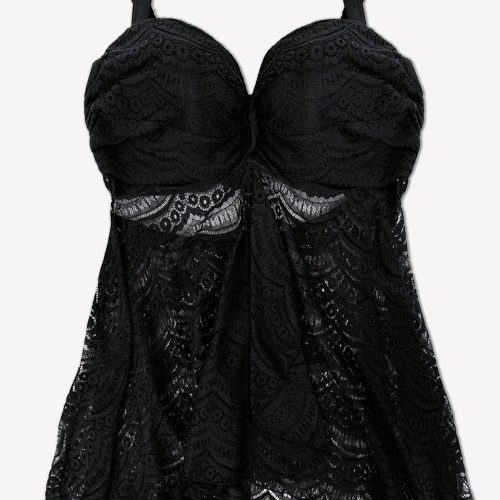 SMART AND SEXY BLACK CROCHET BANDEAU TANKINI SA623 AV 1 1