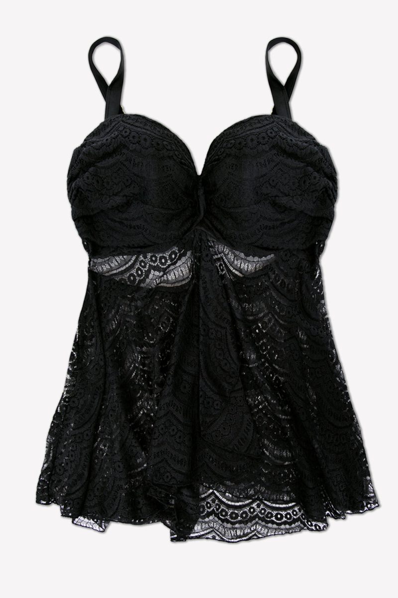 SMART AND SEXY BLACK CROCHET BANDEAU TANKINI SA623 AV 1 1