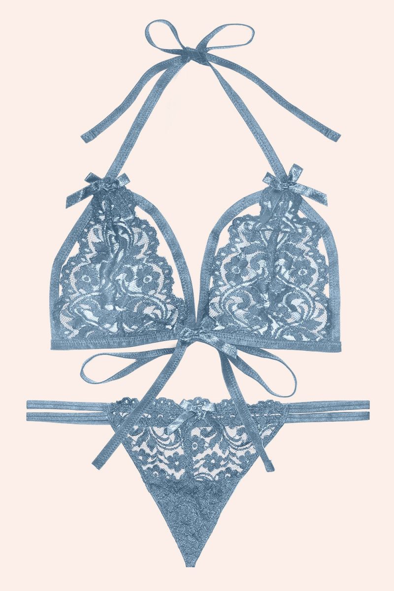 SMART AND SEXY BLUE LACE BRA AND PANTY SET SA1506 AV 2