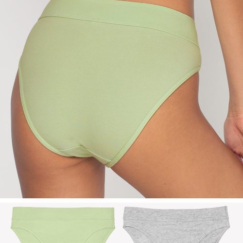 Comfort Cotton High-Waisted Brief Panty 2 Pack | Glass Green/Heather Grey PANTY SAS Glass Green/Heather Grey XL 