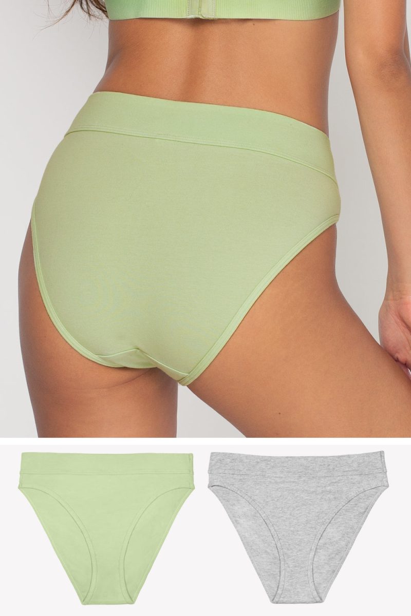 Comfort Cotton High-Waisted Brief Panty 2 Pack | Glass Green/Heather Grey PANTY SAS Glass Green/Heather Grey XL