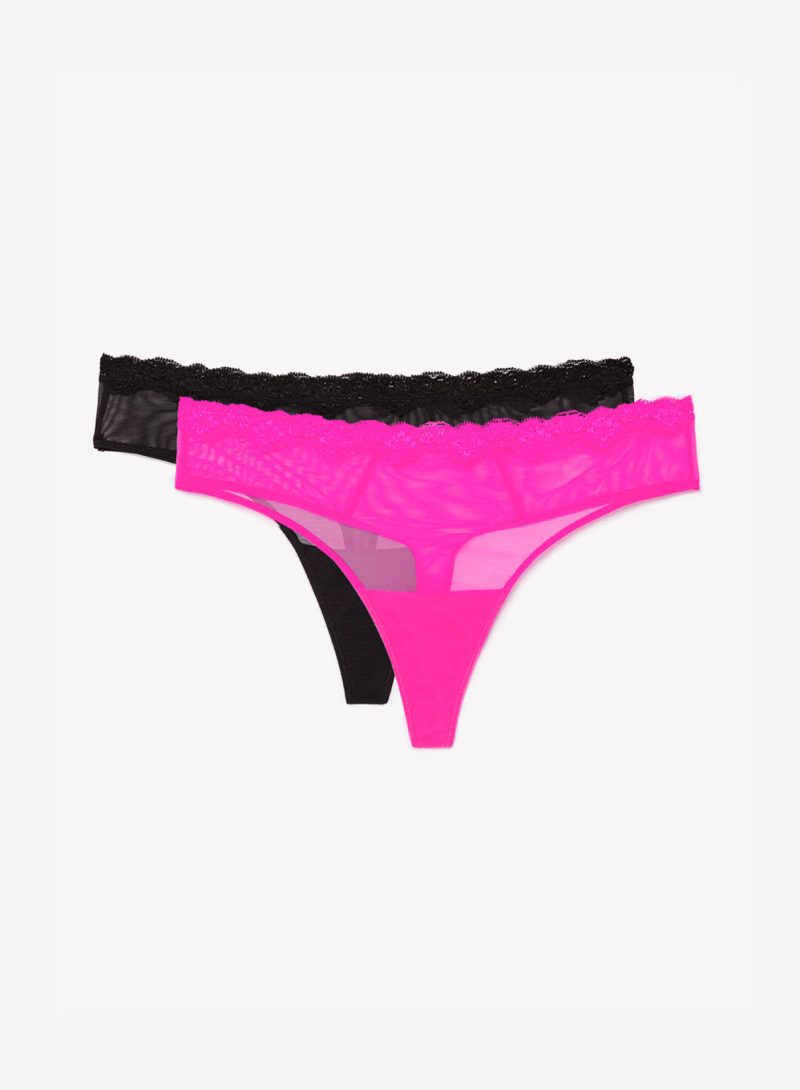 SMART AND SEXY MESH BLACK AND PINK THONGS SA1376 1