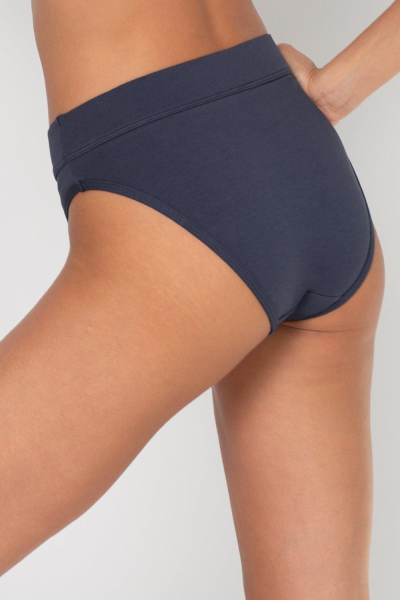 SMART AND SEXY NAVY BLUE AND GREY COTTON HIGH WAISTED BIKINI PANTIES SA1412 AV 1