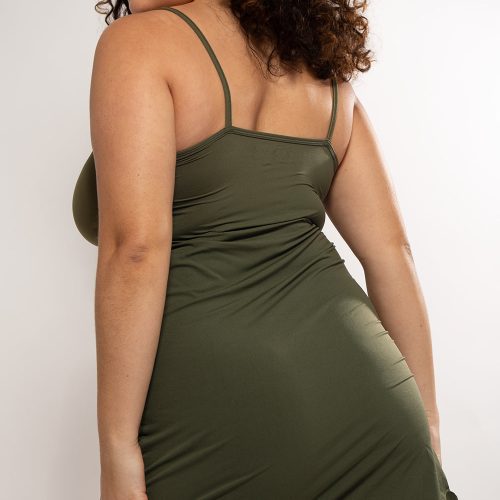 SMART AND SEXY OLIVE GREEN STRETCH SLIP DRESS SA1450 AV 1 1