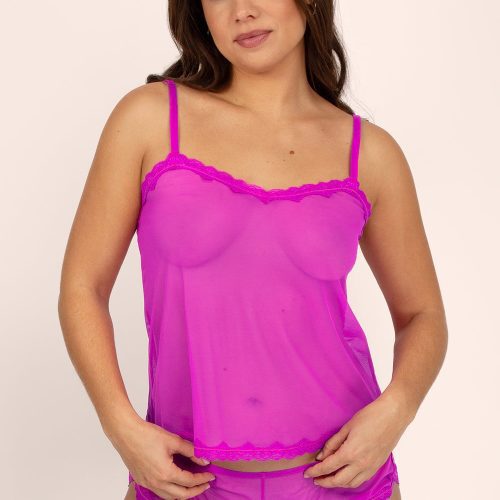 Sheer Mesh Cami & Shorts Sleep Set | Orchid SLEEPWEAR SAS Orchid S 