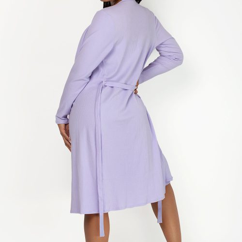 Comfort Cotton Rib Cardigan | Lilac Iris Cotton SLEEPWEAR SAS Lilac Iris Cotton L/XL