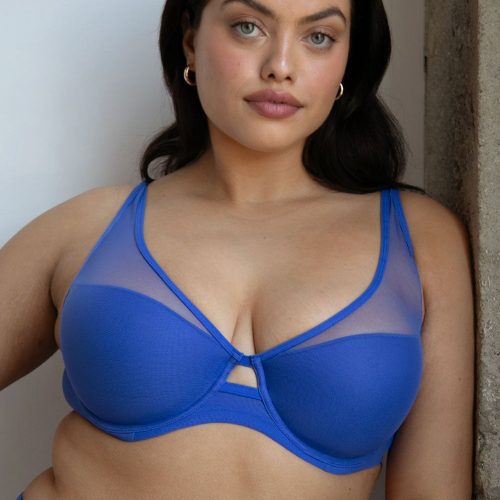 Mesh Plunge Bra | Dazzling Blue BRA SAS